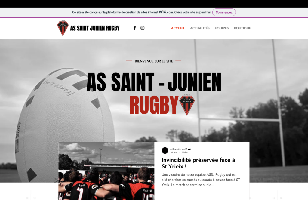 Nouvel page home imaginé par les étudiants pour le site de l'assj 
rugby