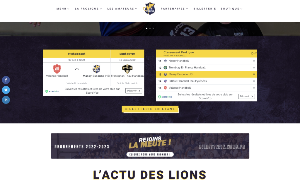 Massy Essonne Handball - clubs pros widget