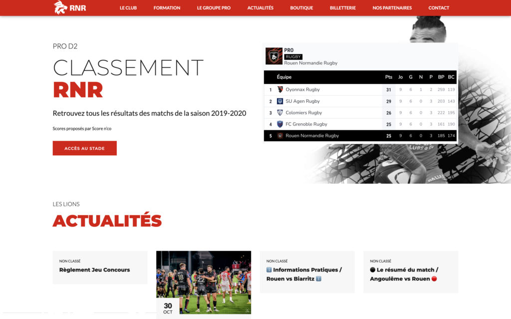 Rouen rugby pro d2 - clubs pros widget
